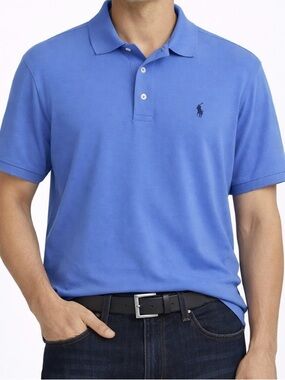Polo Ralph Lauren Blue Interlock Polo Shirt Men L Navy Pony Classic
